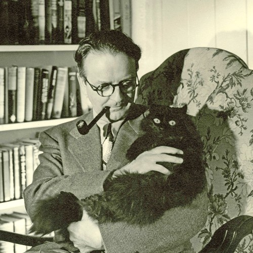 Raymond Chandler with a cat. 