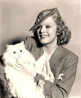 Jean Harlow with a cat. Celbs with cats. 