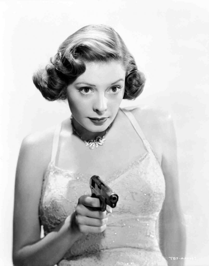 Jane Greer with a gun. Promo still for Out of the Past