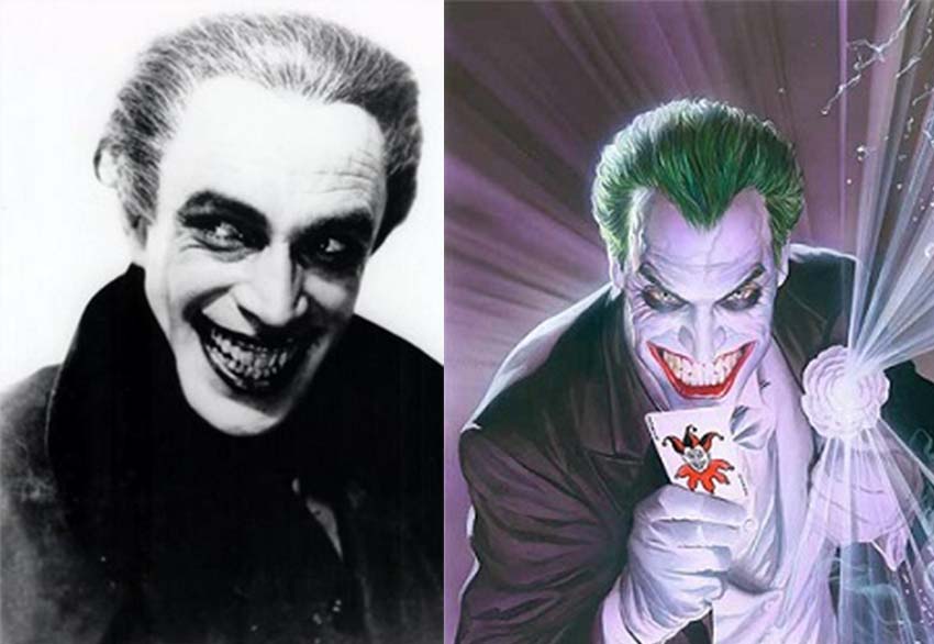 The Joker by Alex Ross along side The Man Who Laughs