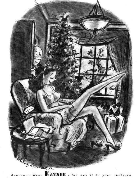 1944 Christmas ad with a peeper Santa