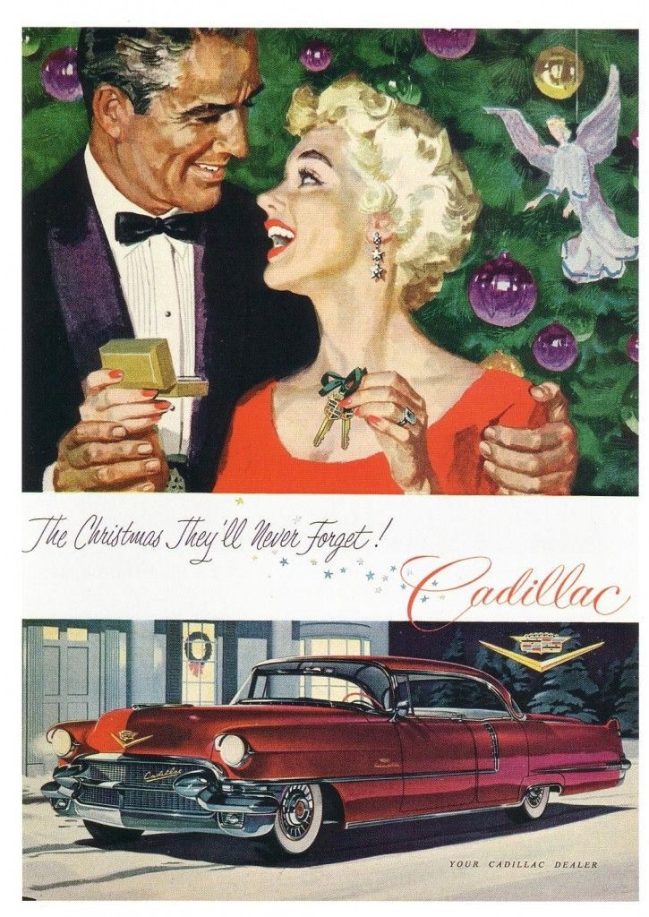 Vintage Christmas Cadillac ad by Al Brule 