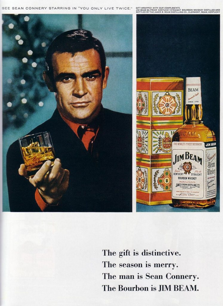 Vintage Christmas Jim Beam ad with Sean Connery