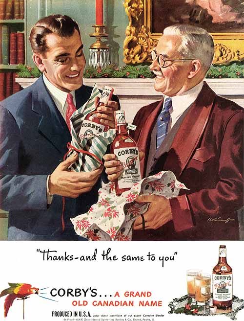 Arthur Sarnoff Corby's Whiskey Christmas Ad. 